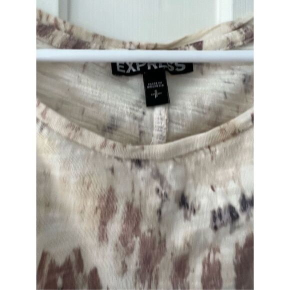 Express long sleeve cream beige gray and black t-shirt dress S - Picture 2 of 4